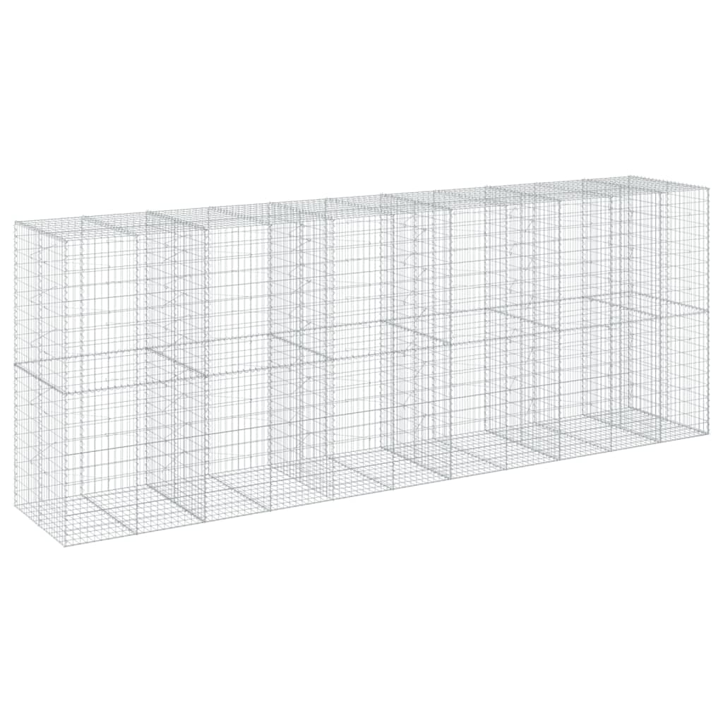 vidaXL Cesto gabião com cobertura 550x100x200 cm ferro galvanizado
