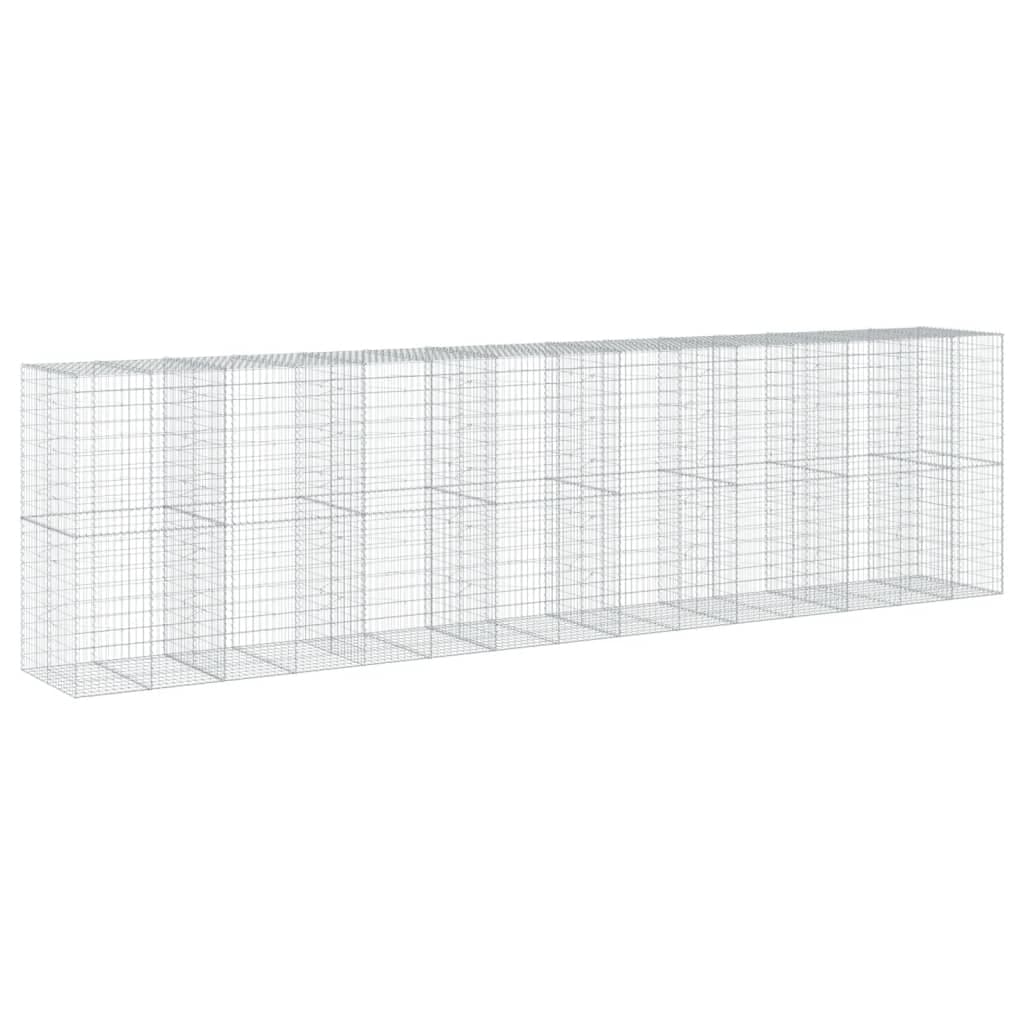 vidaXL Cesto gabião com cobertura 750x100x200 cm ferro galvanizado