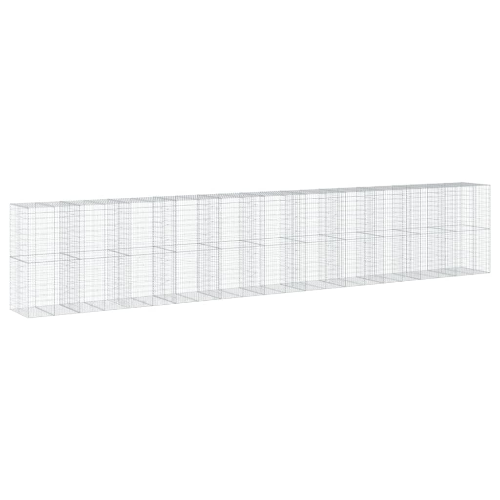 vidaXL Cesto gabião com cobertura 1100x100x200 cm ferro galvanizado