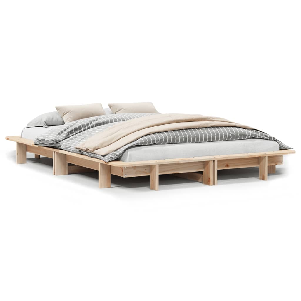 vidaXL Cama sem Colchão 120x200 cm Madeira de Pinho Maciça - 8721102851377