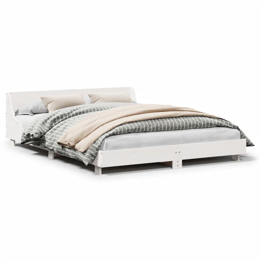 vidaXL Cama sem Colchão 120x200 cm Madeira de Pinho Maciça Branco - 8721102852077