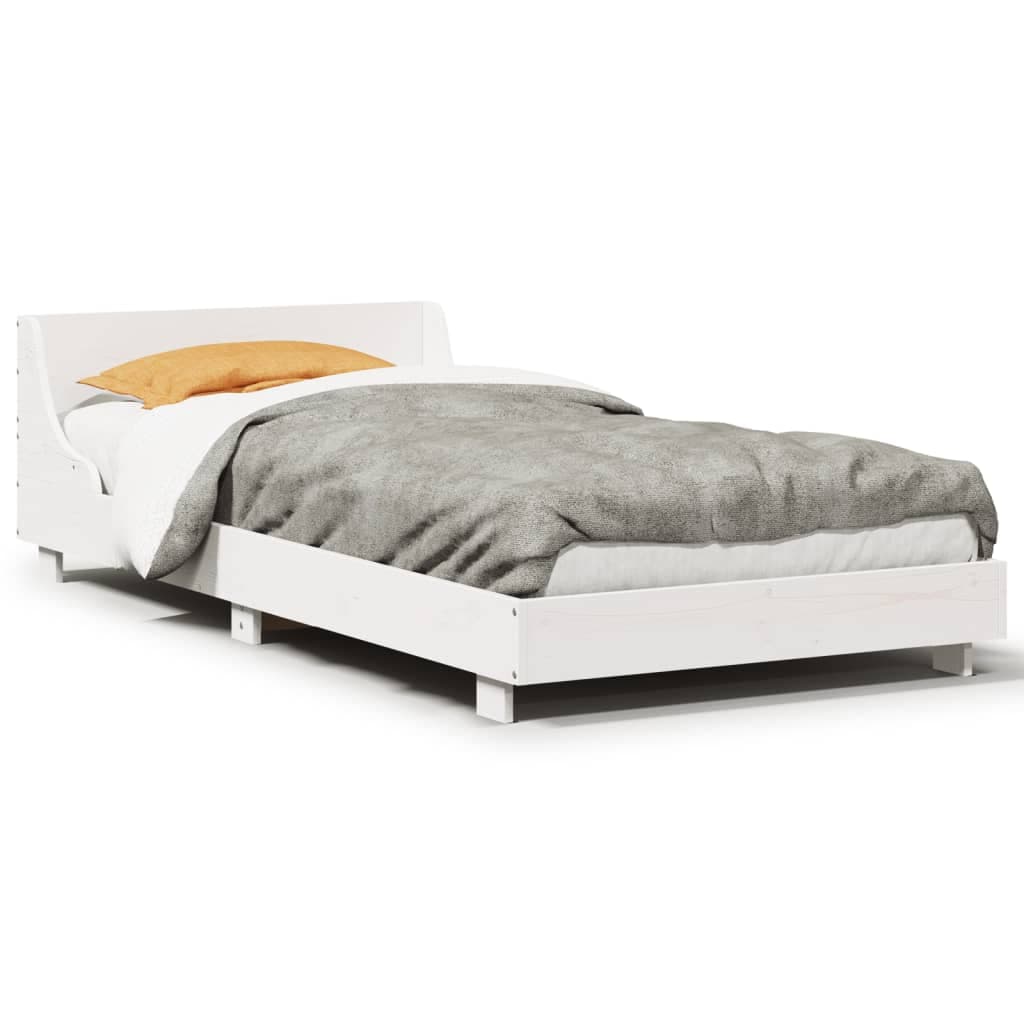 vidaXL Cama sem colchão 90x190 cm madeira de pinho maciça branco