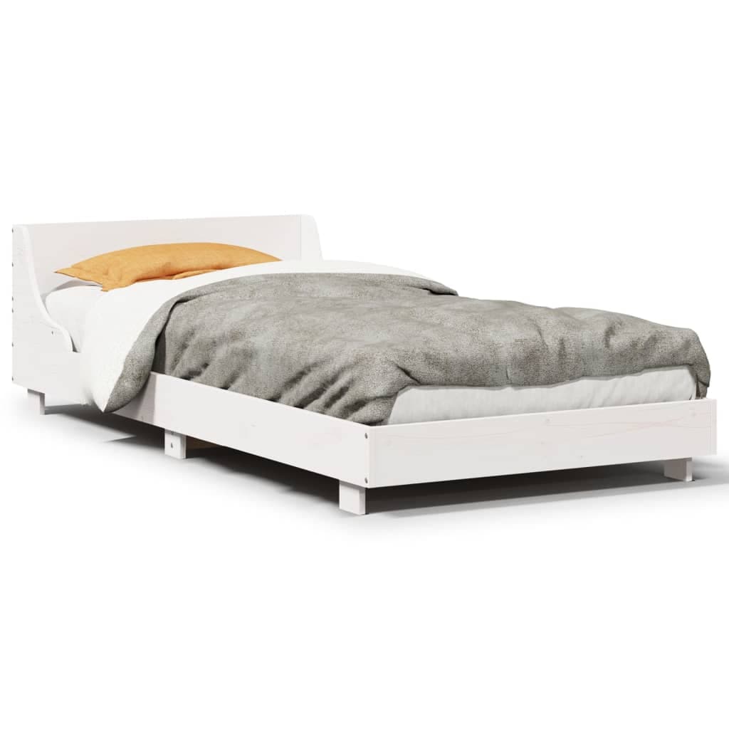 vidaXL Estrutura Cama com Cabeceira 75x190 cm Pinho Maciço - 2558072365