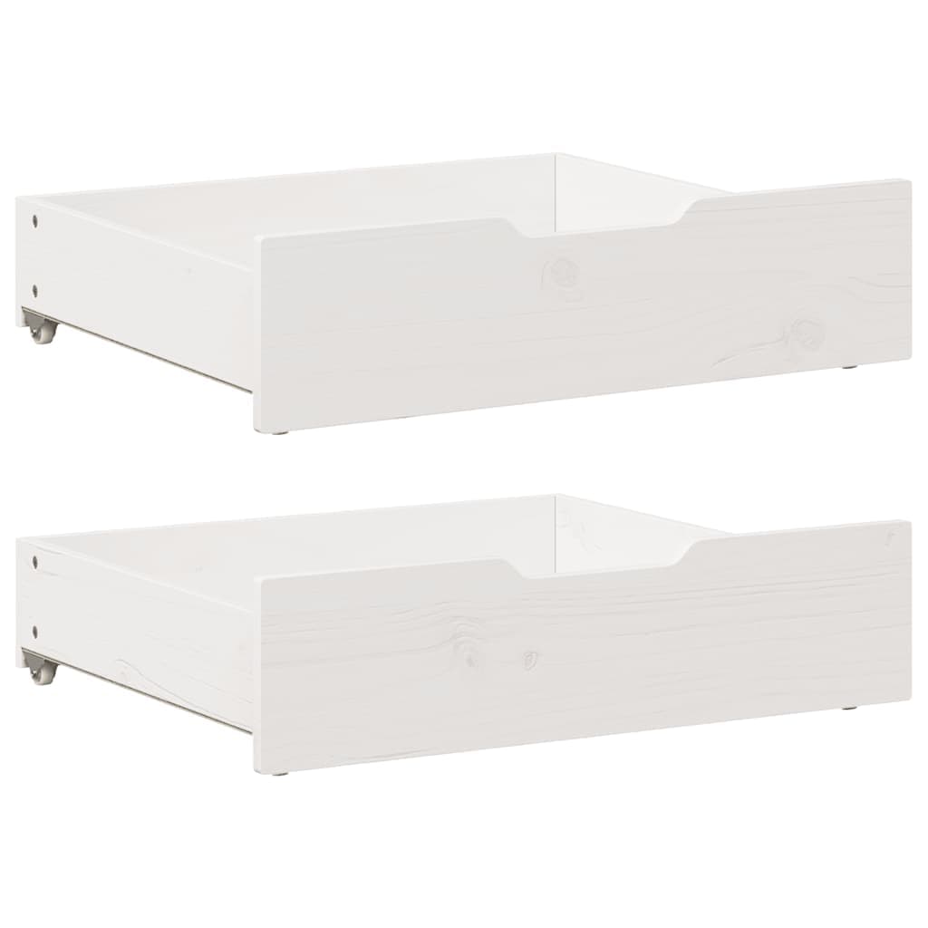 vidaXL Gavetas para cama 2 pcs 75x55x17 cm pinho maciço branco