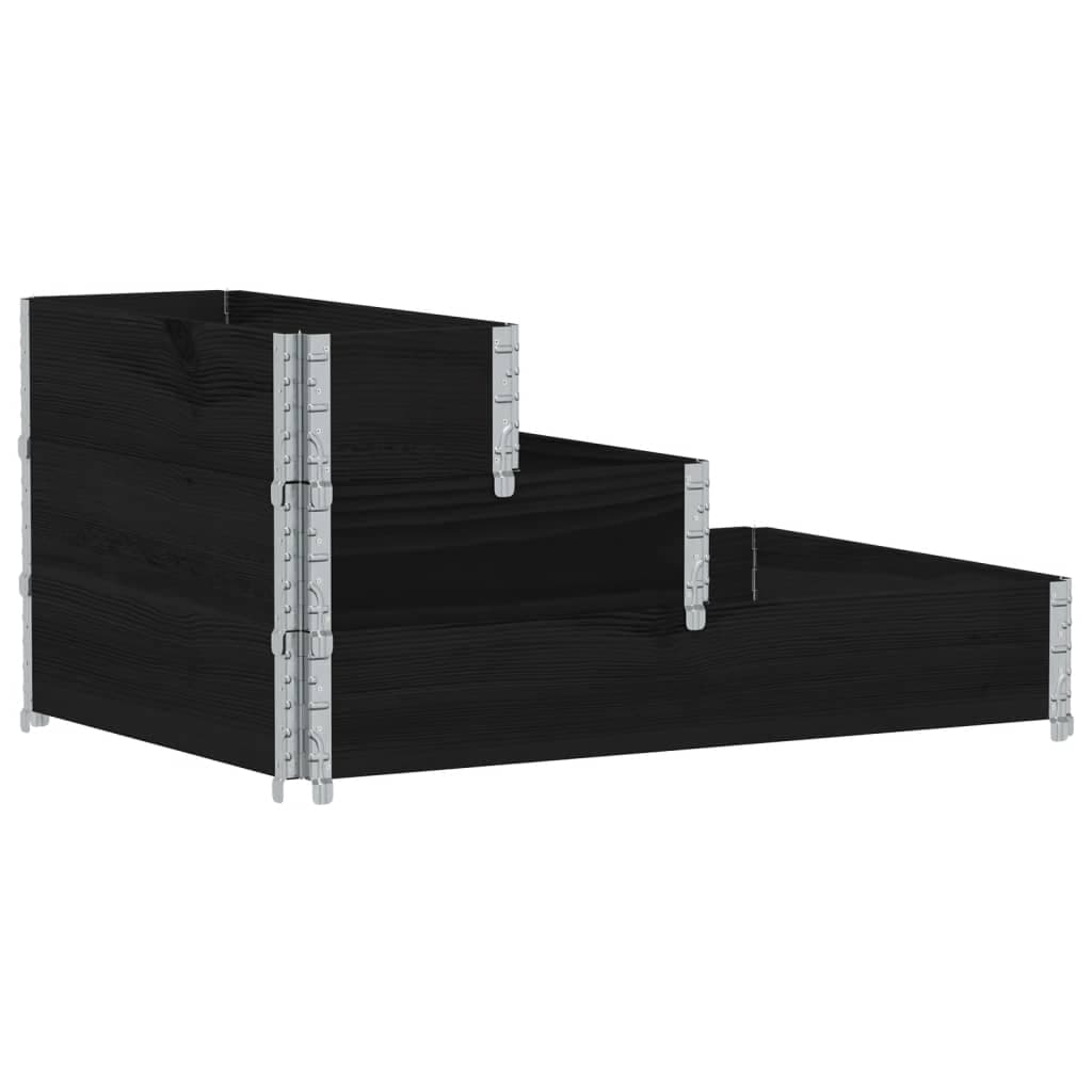 vidaXL Canteiro elevado de 3 níveis 120x80 cm pinho maciço preto
