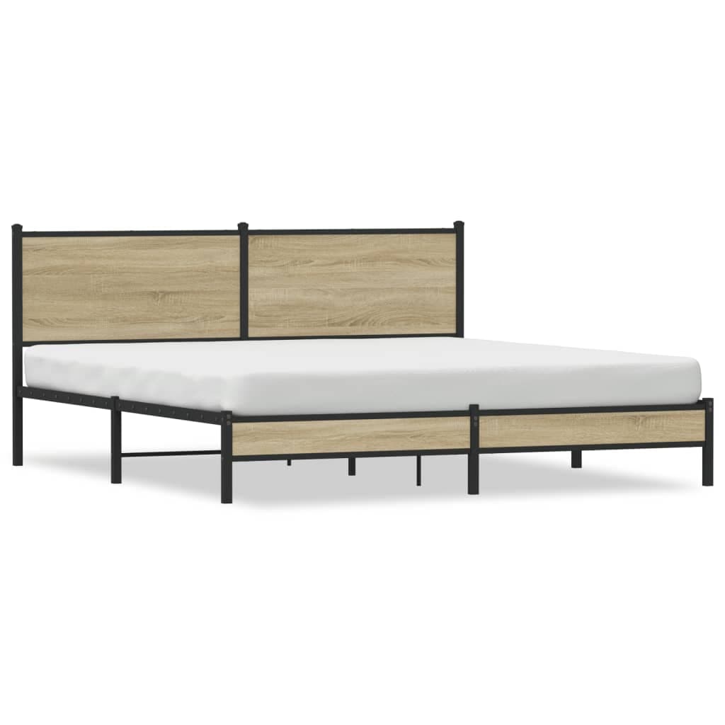 vidaXL Estrutura de cama sem colchão 183x213cm metal carvalho sonoma