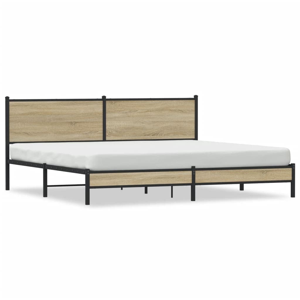 vidaXL Estrutura de cama sem colchão 200x200cm metal carvalho sonoma