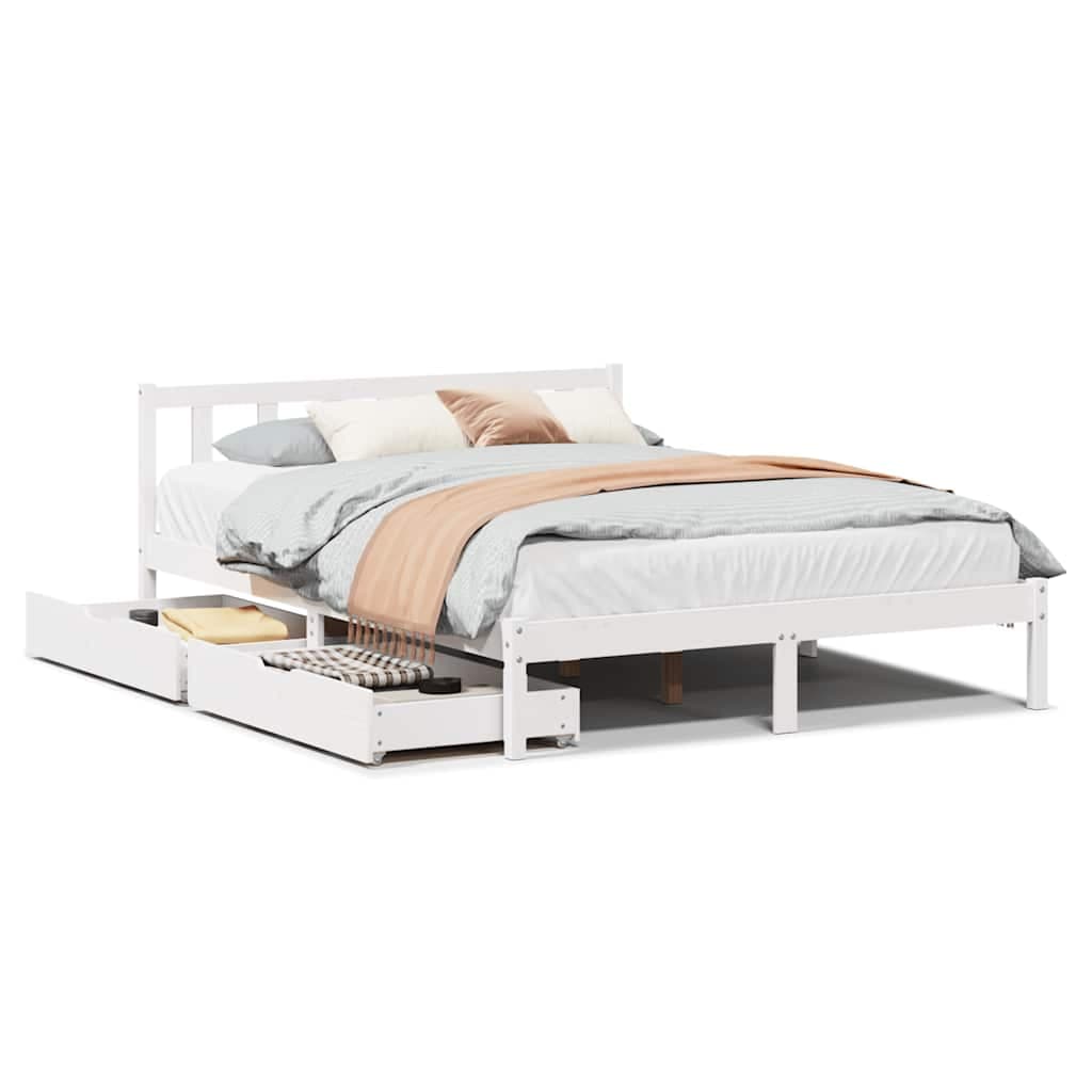 vidaXL Cama sem colchão 120x200 cm madeira de pinho maciça branco