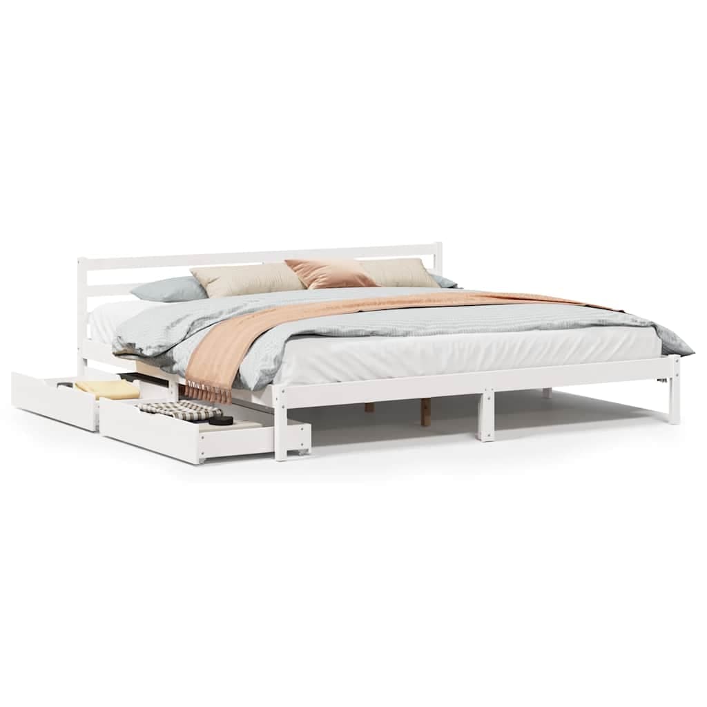 vidaXL Cama sem colchão 200x200 cm madeira de pinho maciça branco
