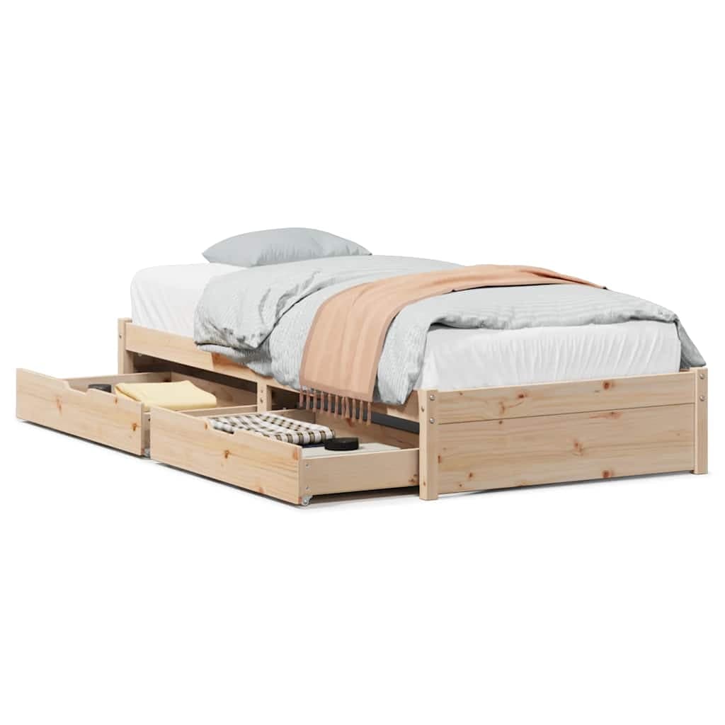 vidaXL Cama sem colchão 75x190 cm madeira de pinho maciça