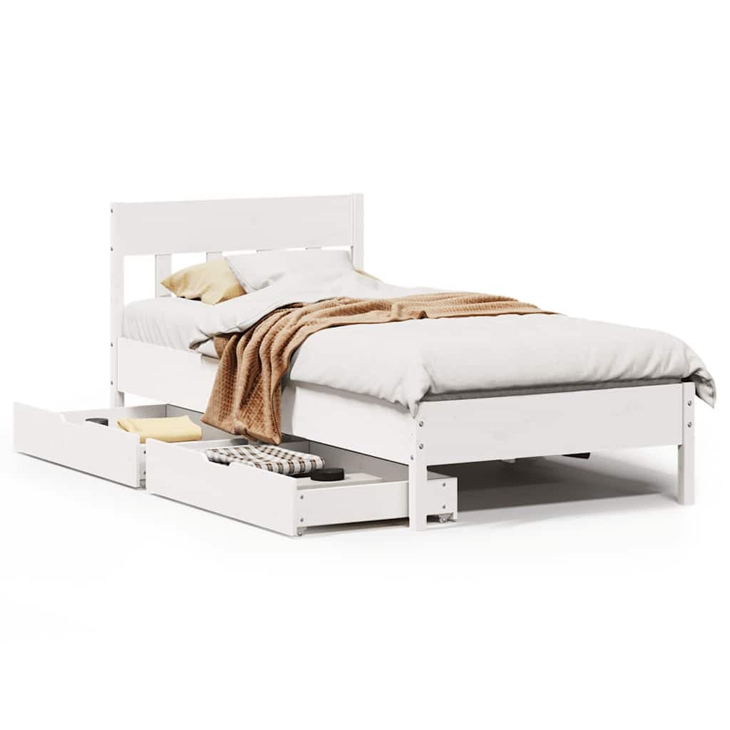 vidaXL Cama sem colchão 90x190 cm madeira de pinho maciça branco