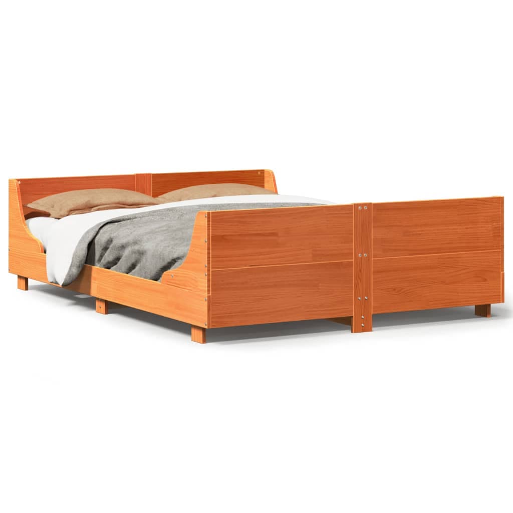 vidaXL Cama sem colchão 160x200 cm madeira pinho maciço castanho-mel