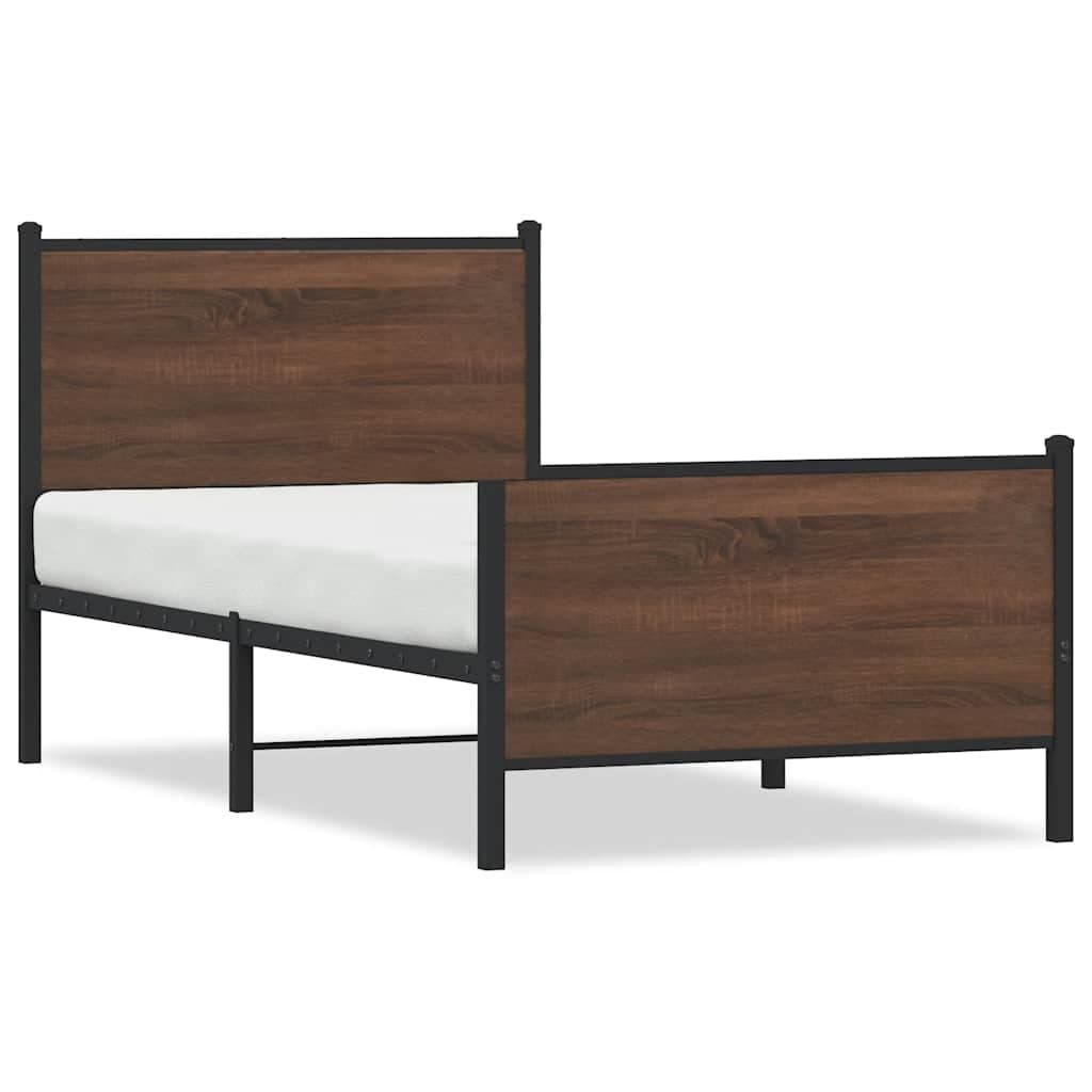 vidaXL Estrutura de cama sem colchão 80x200 cm metal carvalho castanho