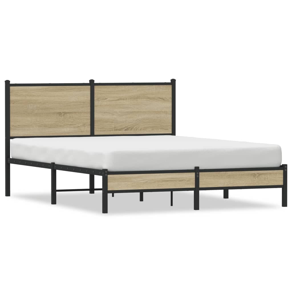 vidaXL Estrutura de cama sem colchão 140x190 cm metal carvalho sonoma