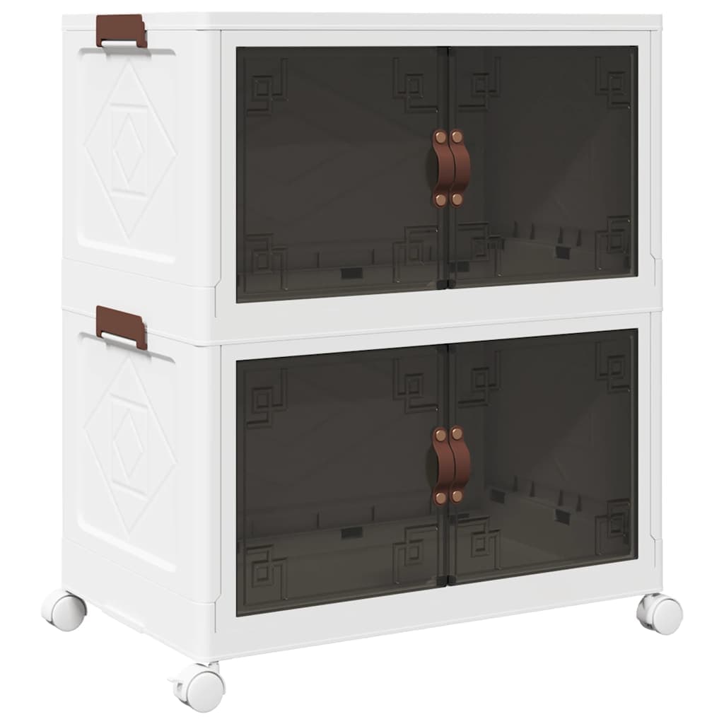 vidaXL Caixa arrumação empilhável com rodas 2 níveis 75 L 64x40x76 cm