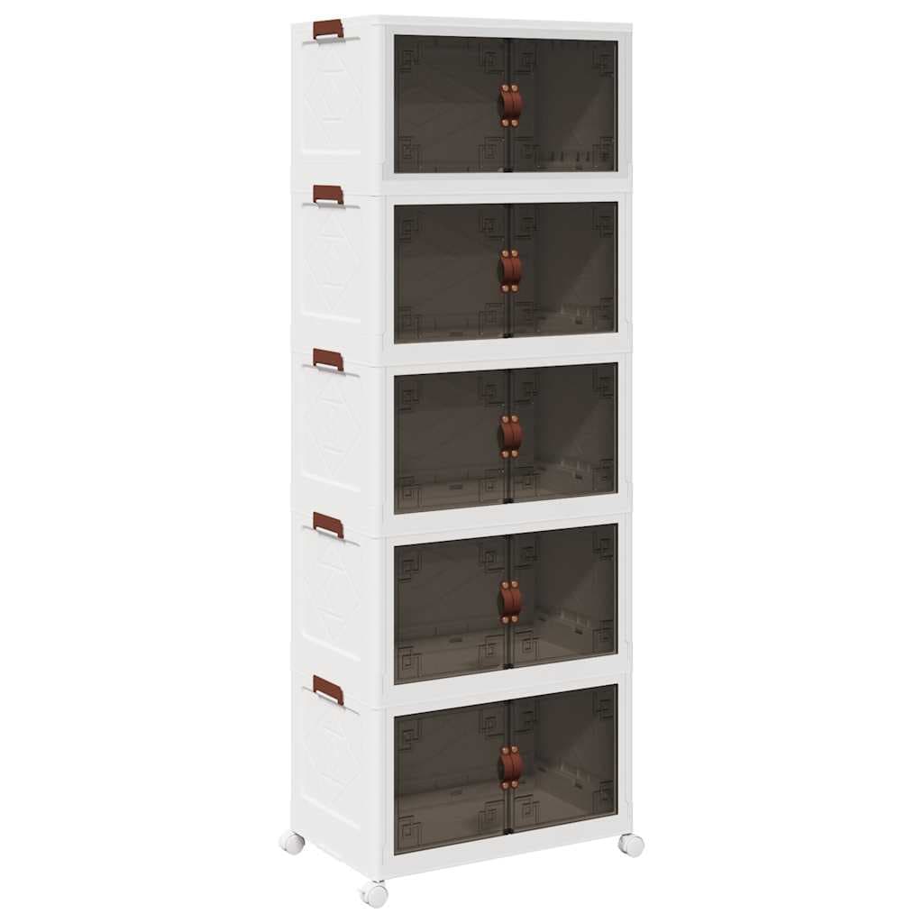 vidaXL Caixa arrumação empilhável com rodas 5 níveis 75 L 64x40x179 cm
