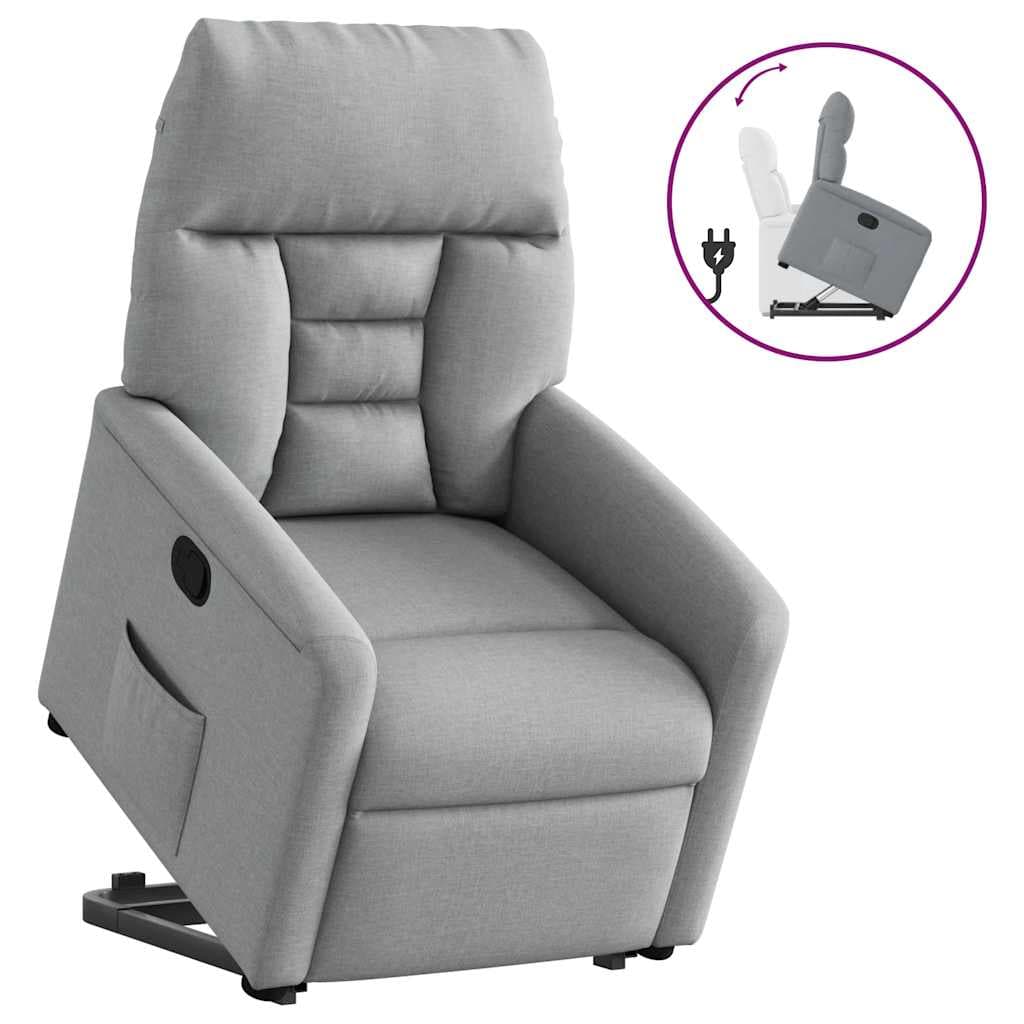 vidaXL Poltrona Reclinável Elevatória Tecido Cinzento-claro - 40204597