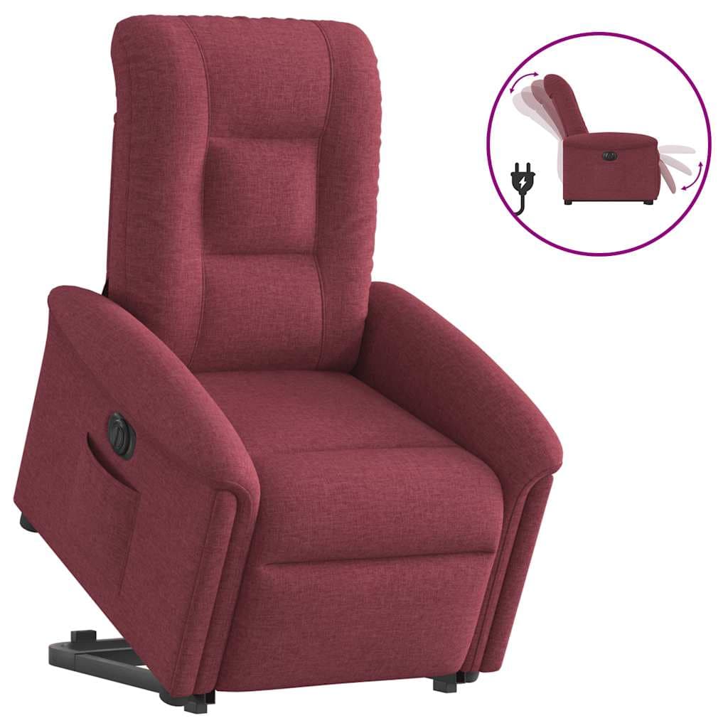 vidaXL Poltrona Reclinável Elevatória Elétrica Tecido Vermelho-tinto - 367500496