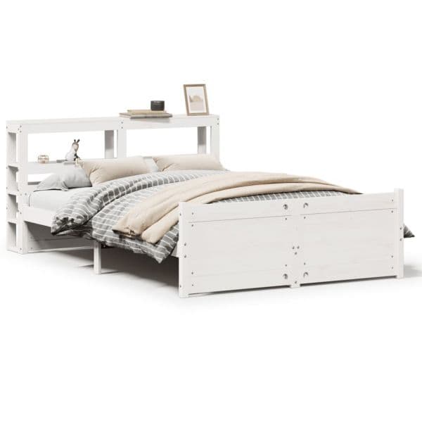 vidaXL Estrutura de Cama com Cabeceira sem Colchão 120x200 cm Branco - 3266238826