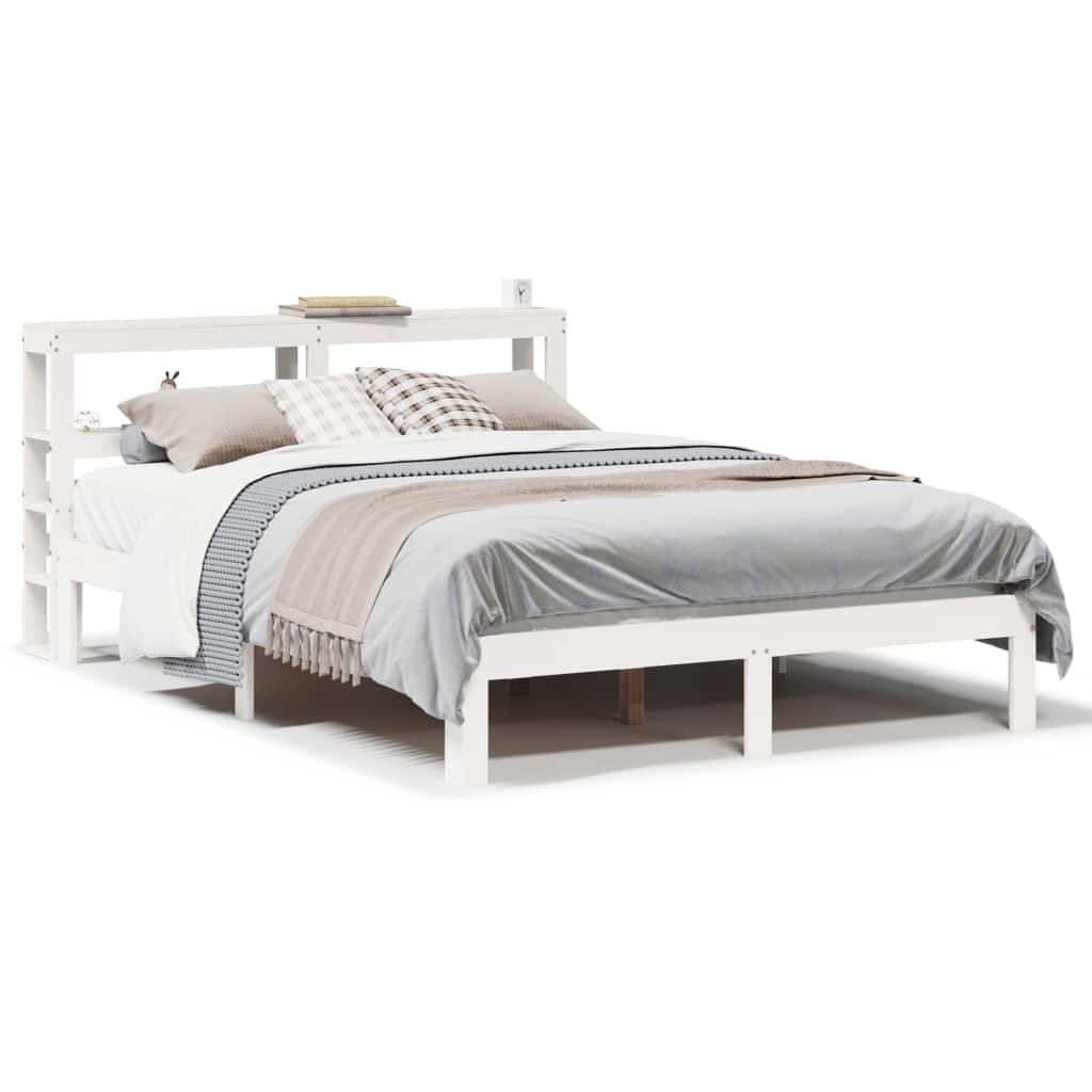 vidaXL Estrutura Cama com Cabeceira 120x190 cm Pinho Maciço Branco - 852905246