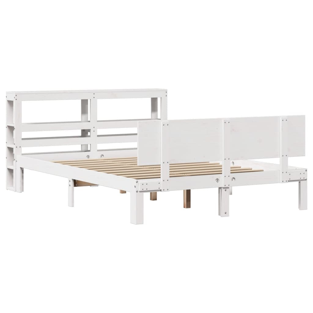 vidaXL Estrutura de Cama com Cabeceira sem Colchão 140x200 cm Branco - 2787484739