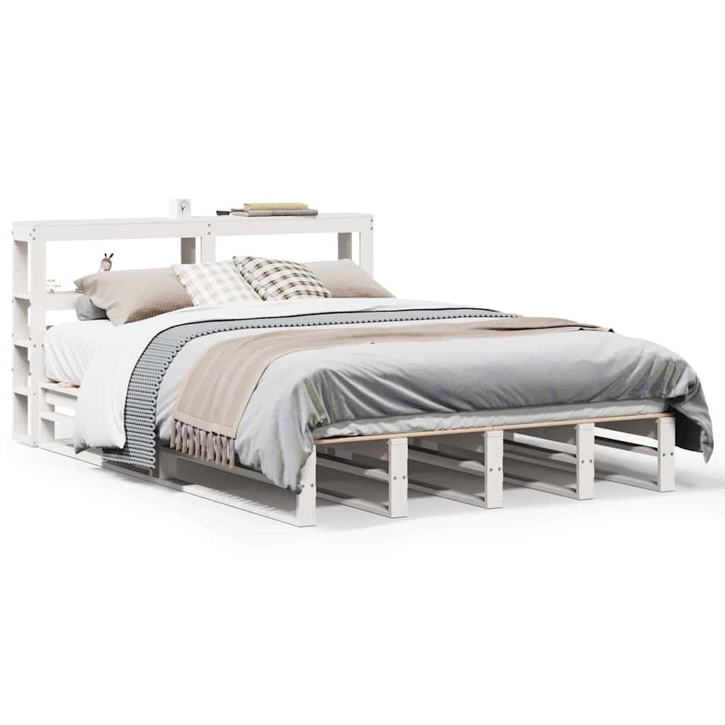 vidaXL Cama sem Colchão 140x190 cm Madeira de Pinho Maciça Branco - 8721102977794