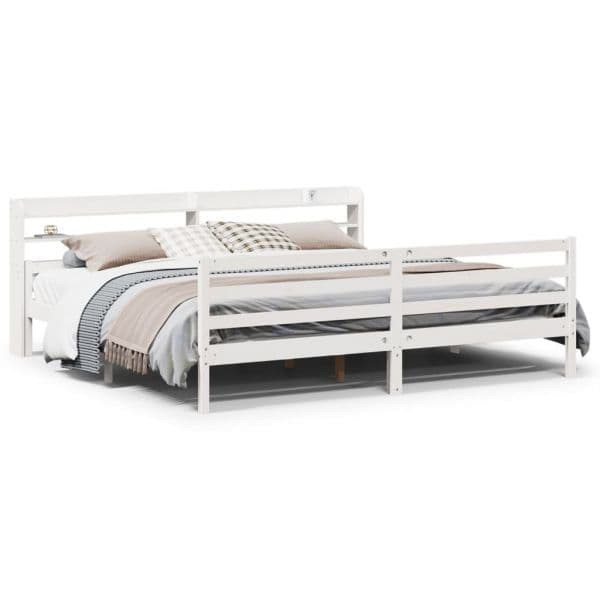 vidaXL Estrutura de Cama com Cabeceira sem Colchão 200x200 cm Branco - 3168677289