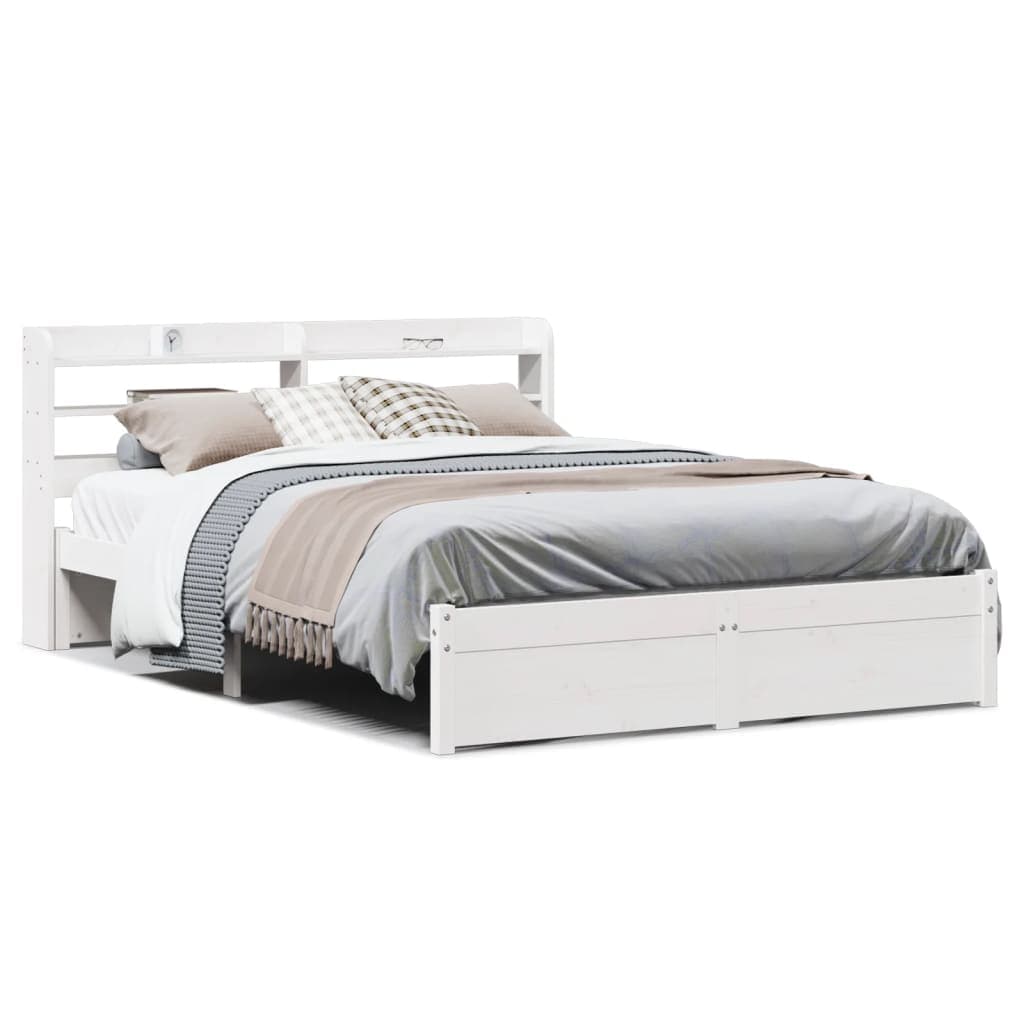 vidaXL Estrutura de cama c/ cabeceira sem colchão 140x190 cm branco