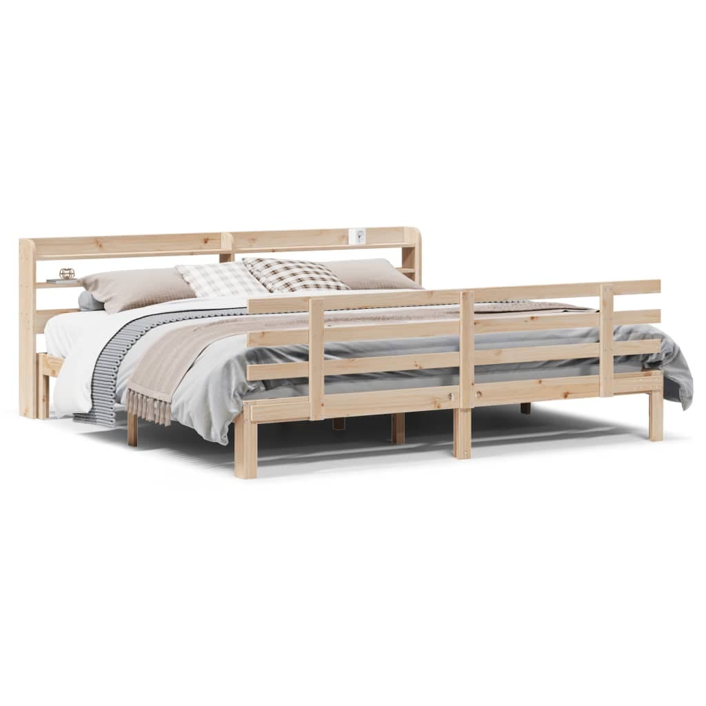 vidaXL Estrutura de cama com cabeceira 200x200 cm pinho maciço