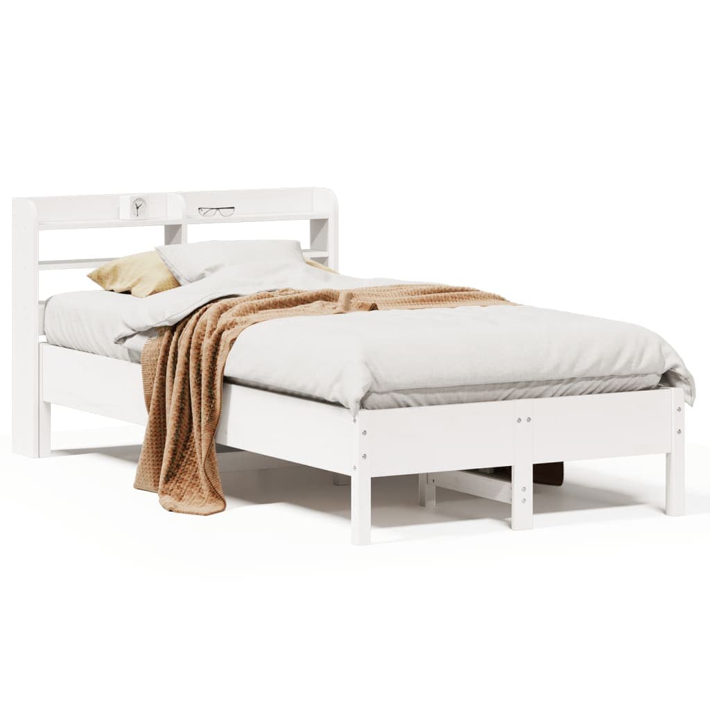 vidaXL Cama sem colchão 120x190 cm madeira de pinho maciça branco
