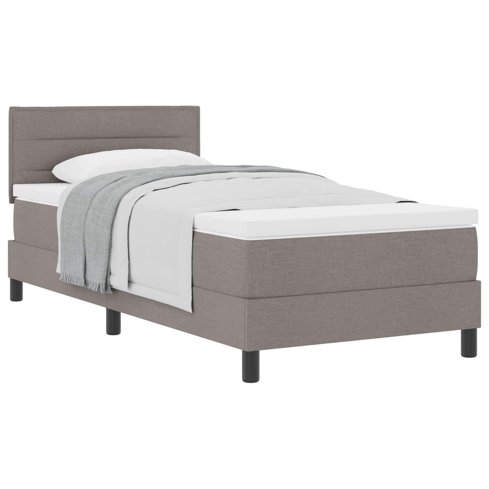 vidaXL Cama Box com cabeceira Cinzento-acastanhado 100 x 200 cm tecido