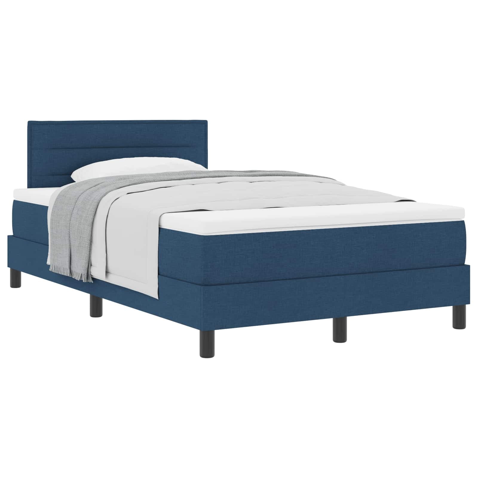 vidaXL Cama Box com almofada com cabeceira Azul 120 x 200 cm tecido