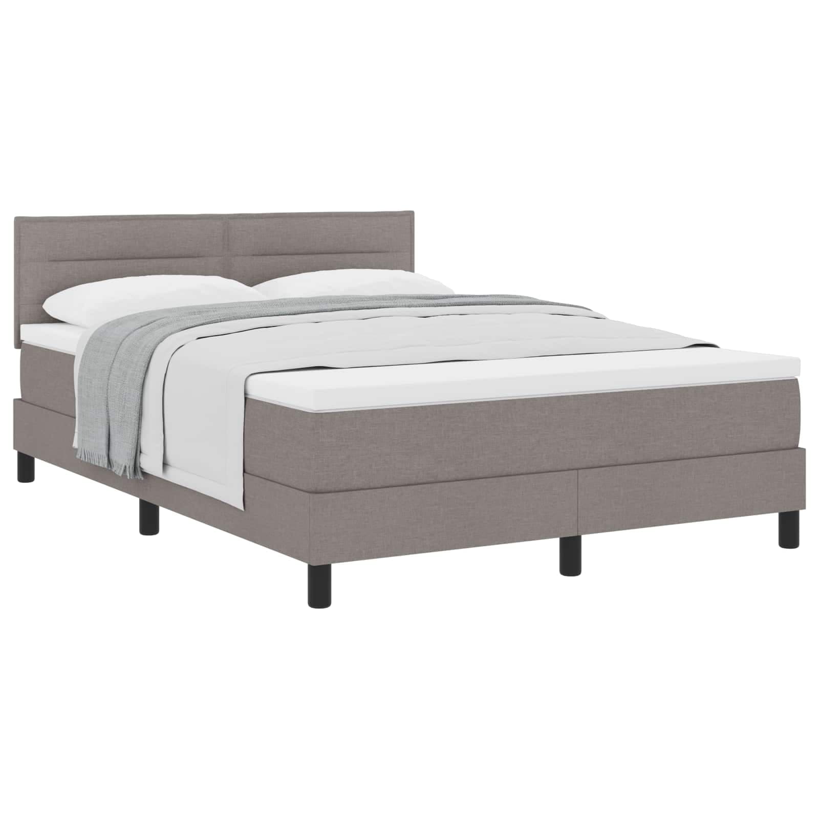 vidaXL Cama Box com cabeceira Cinzento-acastanhado 140 x 190 cm tecido