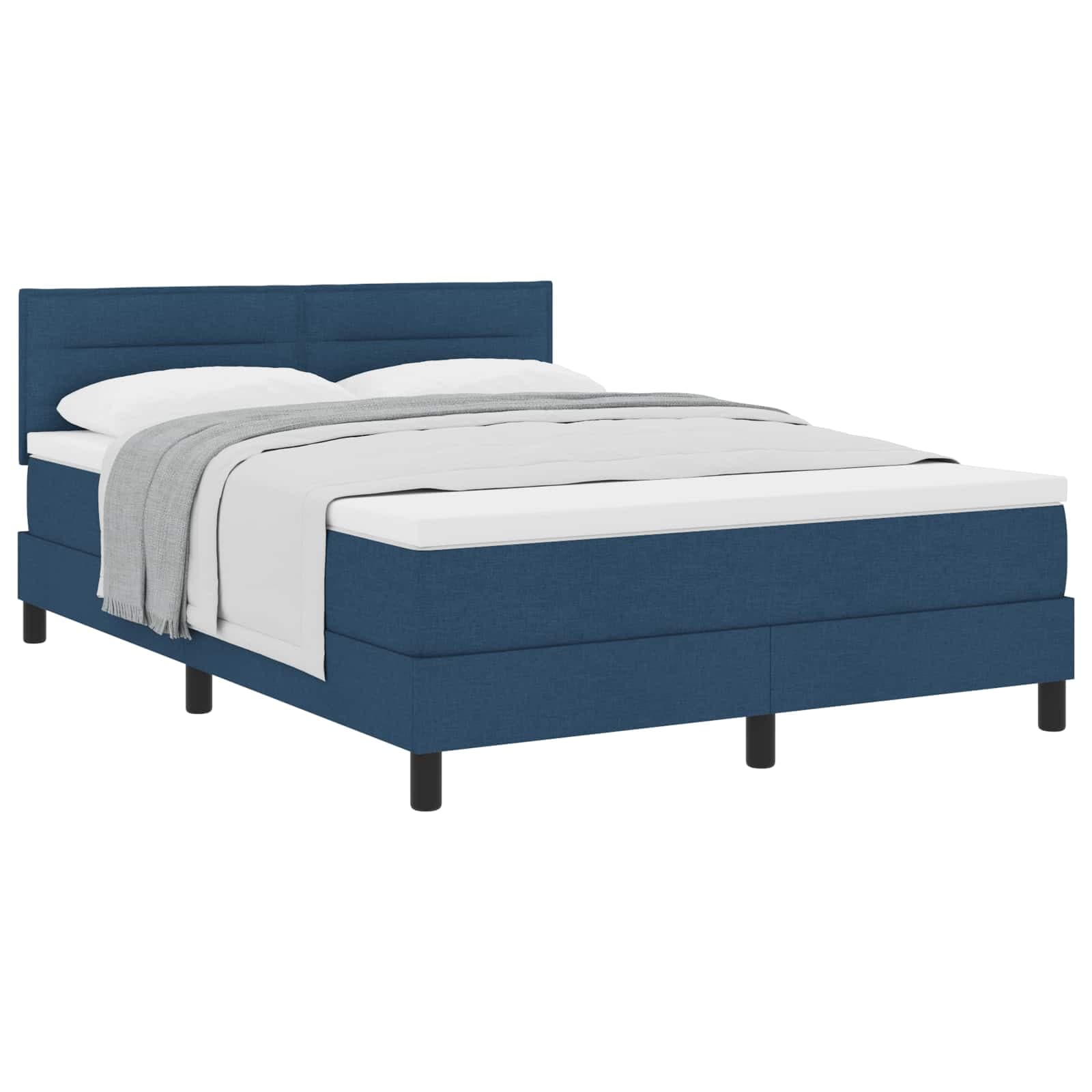 vidaXL Cama Box com cabeceira Manual Azul 140 x 190 cm tecido