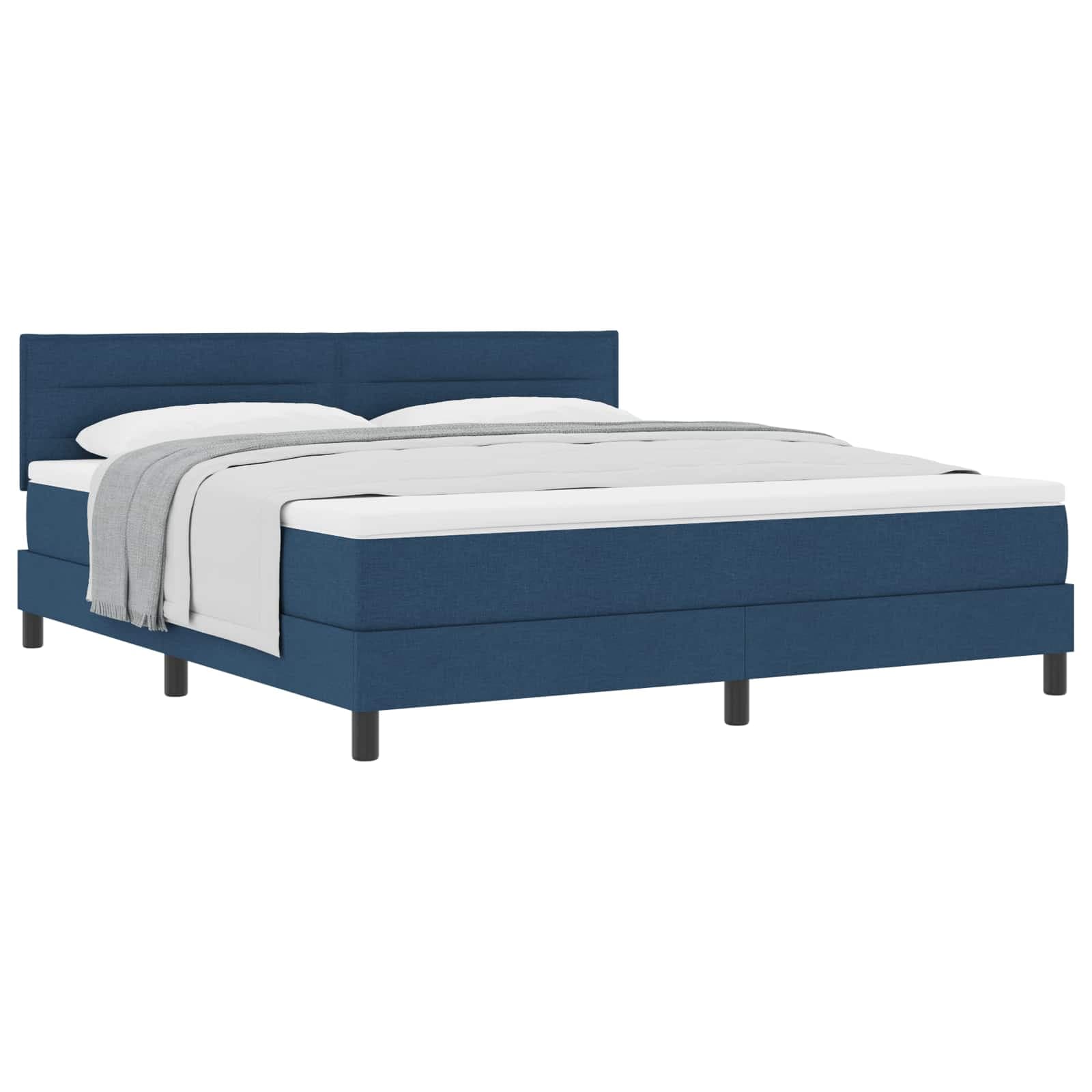 vidaXL Cama Box com cabeceira Manual Azul 180 x 200 cm tecido