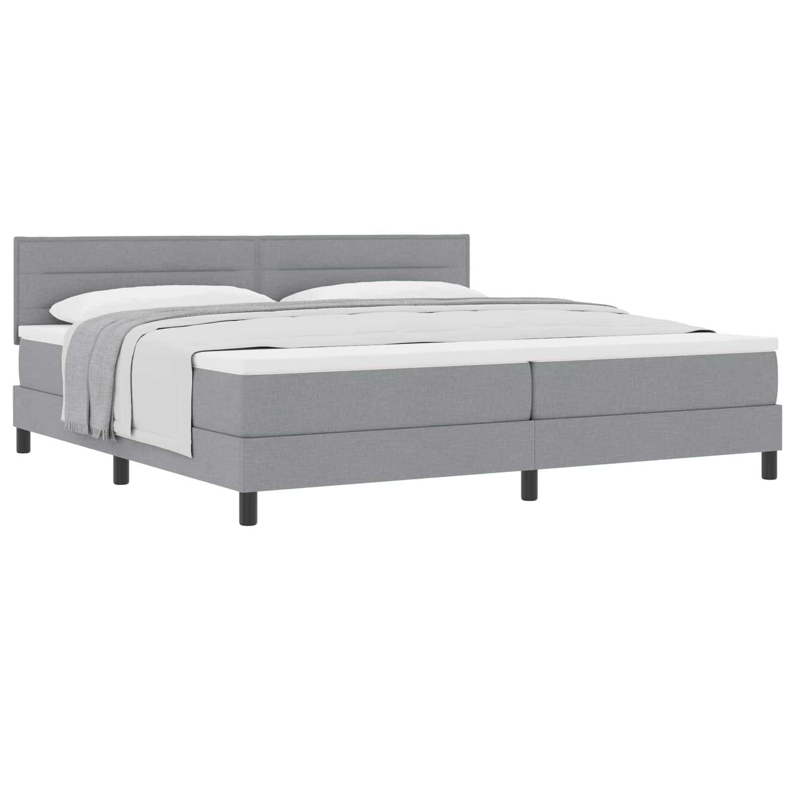 vidaXL Cama Box com cabeceira Cinzento-claro 200 x 200 cm tecido