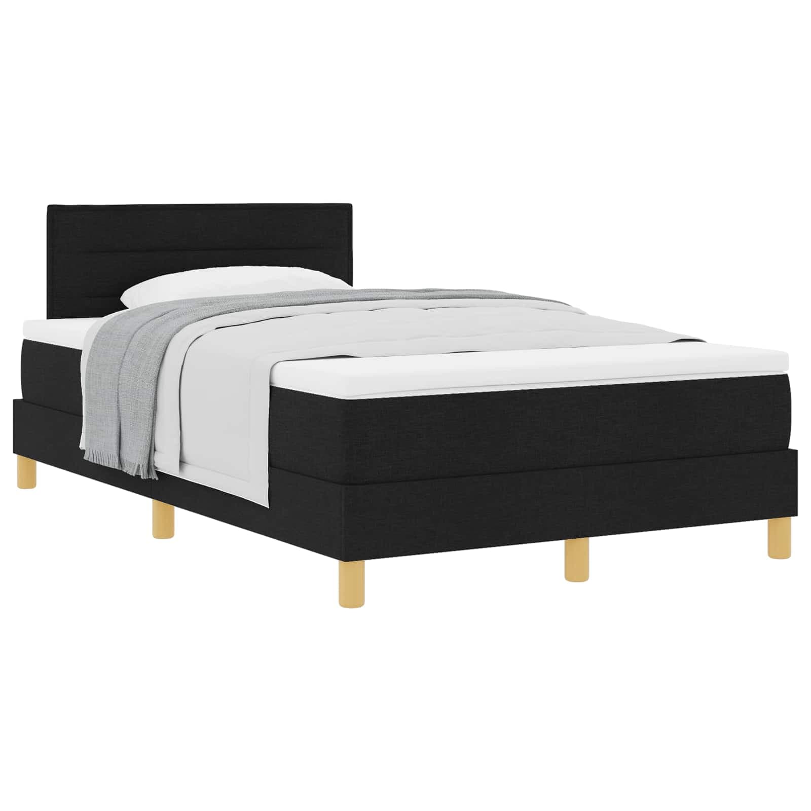 vidaXL Cama Box Spring com Colchão Preta 120x200 cm Tecido - 1974759529