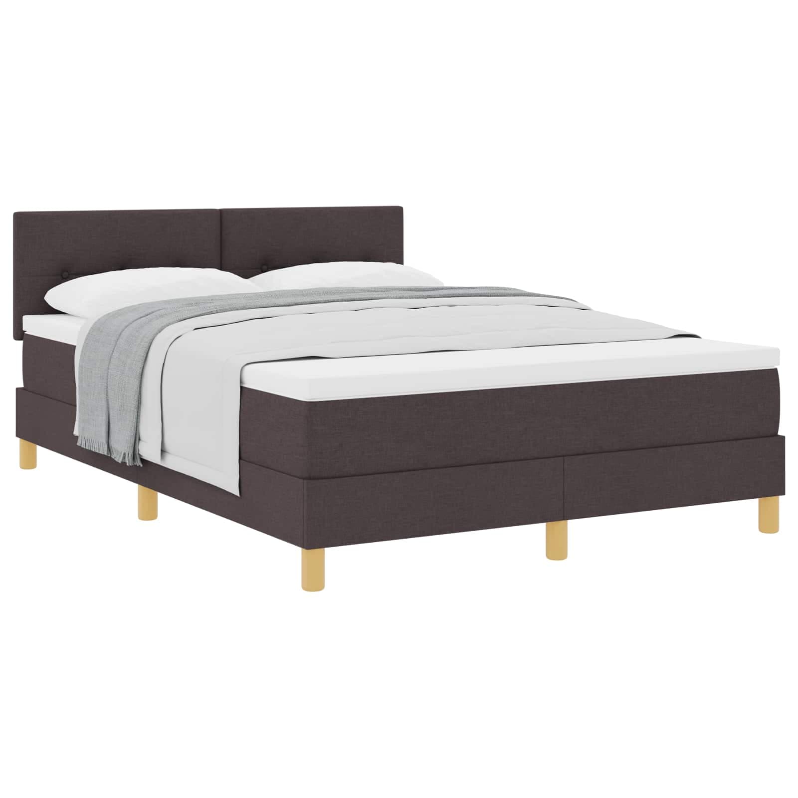 vidaXL Cama Box com almofada Manual Marrom Escuro 140 x 200 cm tecido