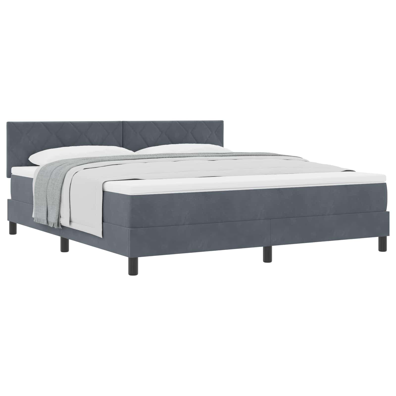 vidaXL Cama Box com colchão Cinza Escuro 180 x 200 cm Veludo