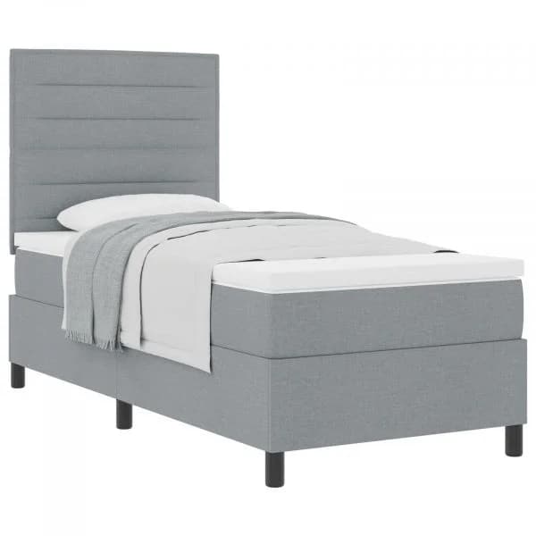 vidaXL Cama Box Spring com Colchão Cinza Claro 90x200 cm Tecido - 604409608