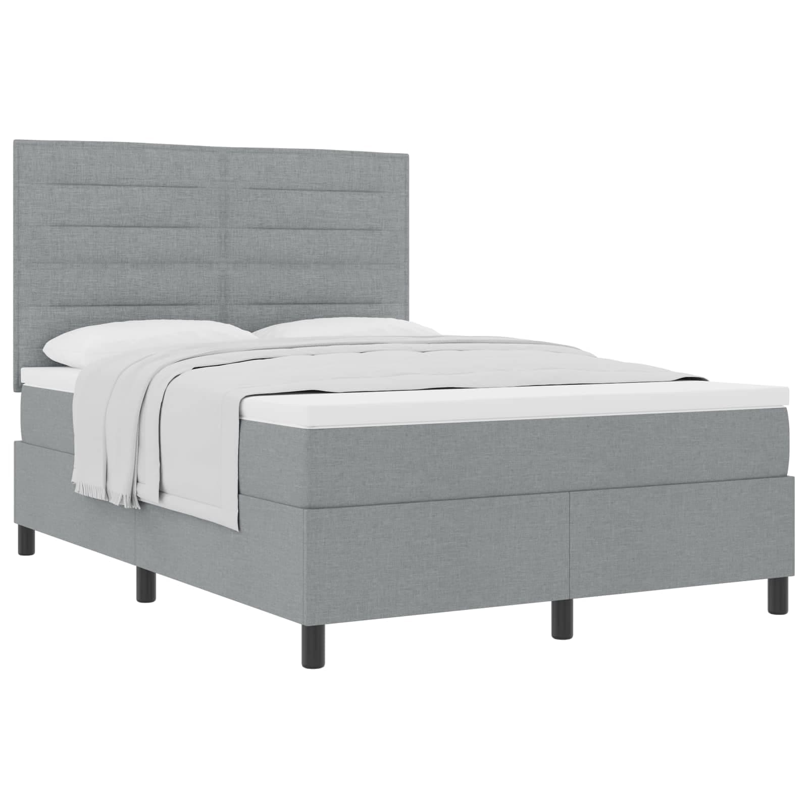 vidaXL Cama Box Spring com Colchão Cinza Claro 160x200 cm Tecido - 824536217