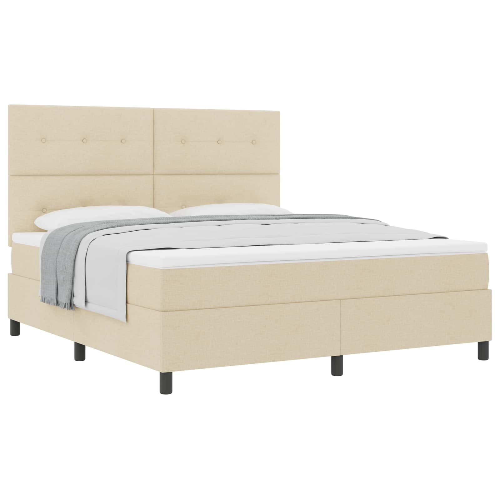 vidaXL Cama Box com Colchão Creme Super King Tecido - 2253289573