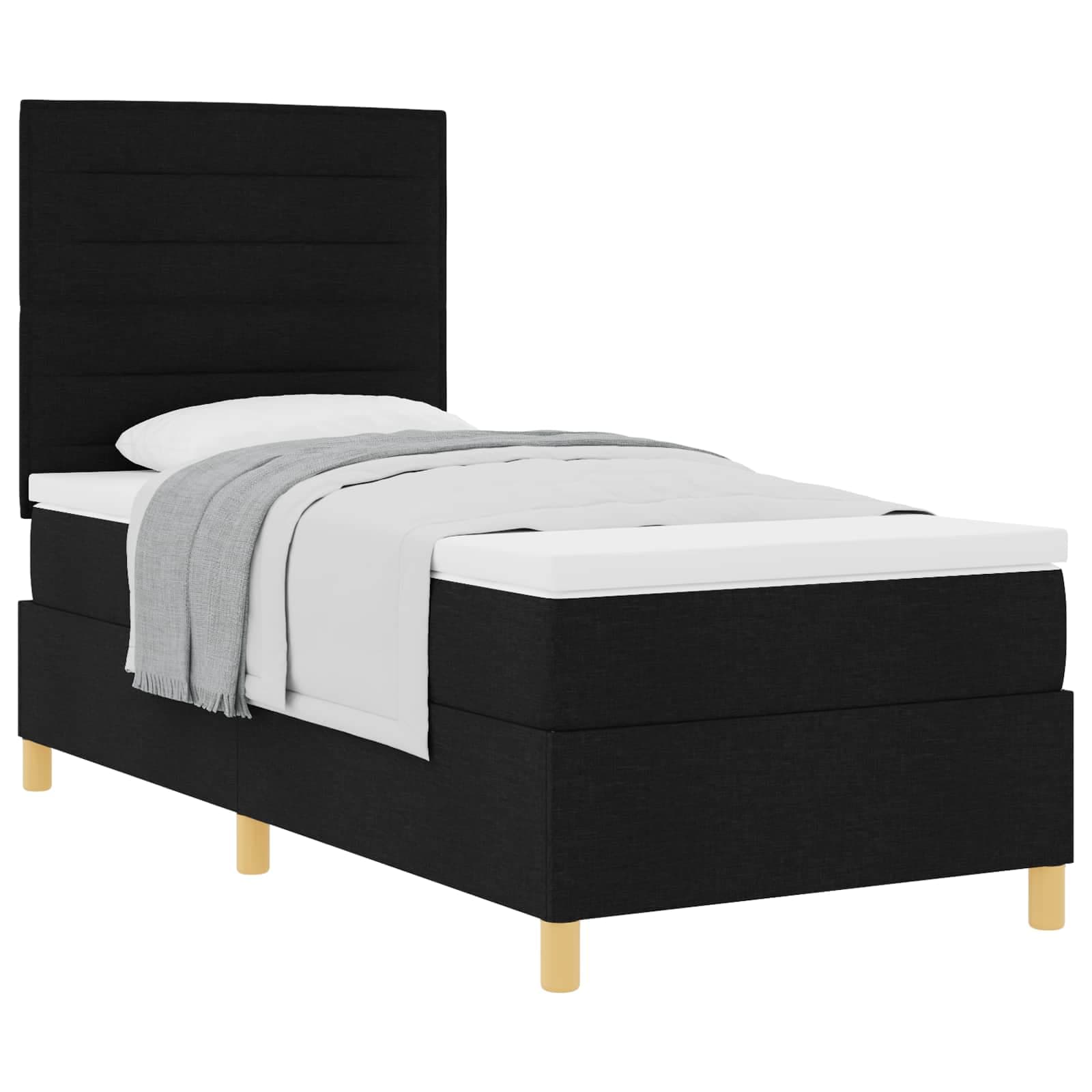 vidaXL Cama Box com colchão com cabeceira Preto 80 x 200 cm tecido