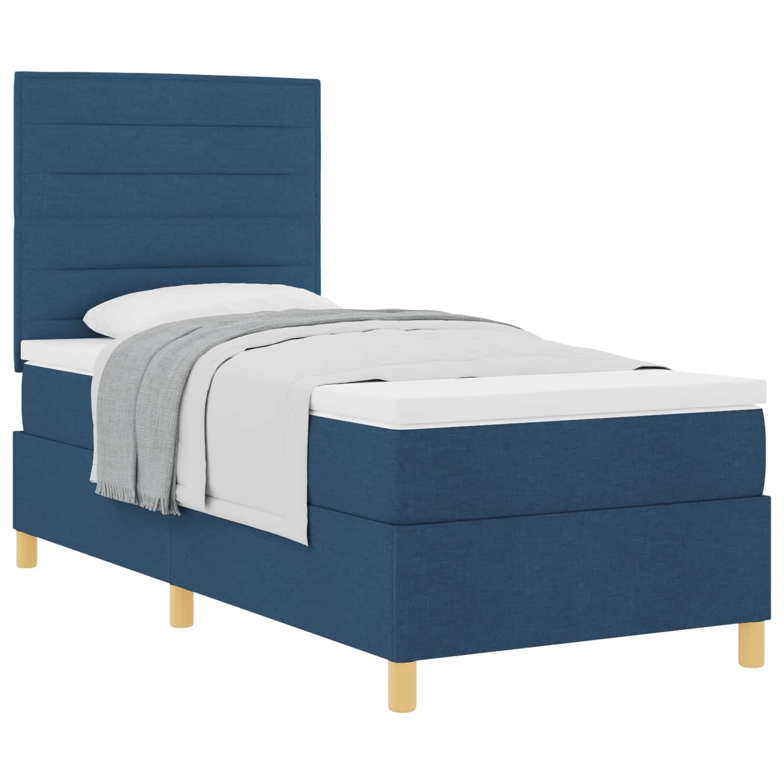 vidaXL Cama com Box Spring Azul 90x200 cm Tecido - 1861203815