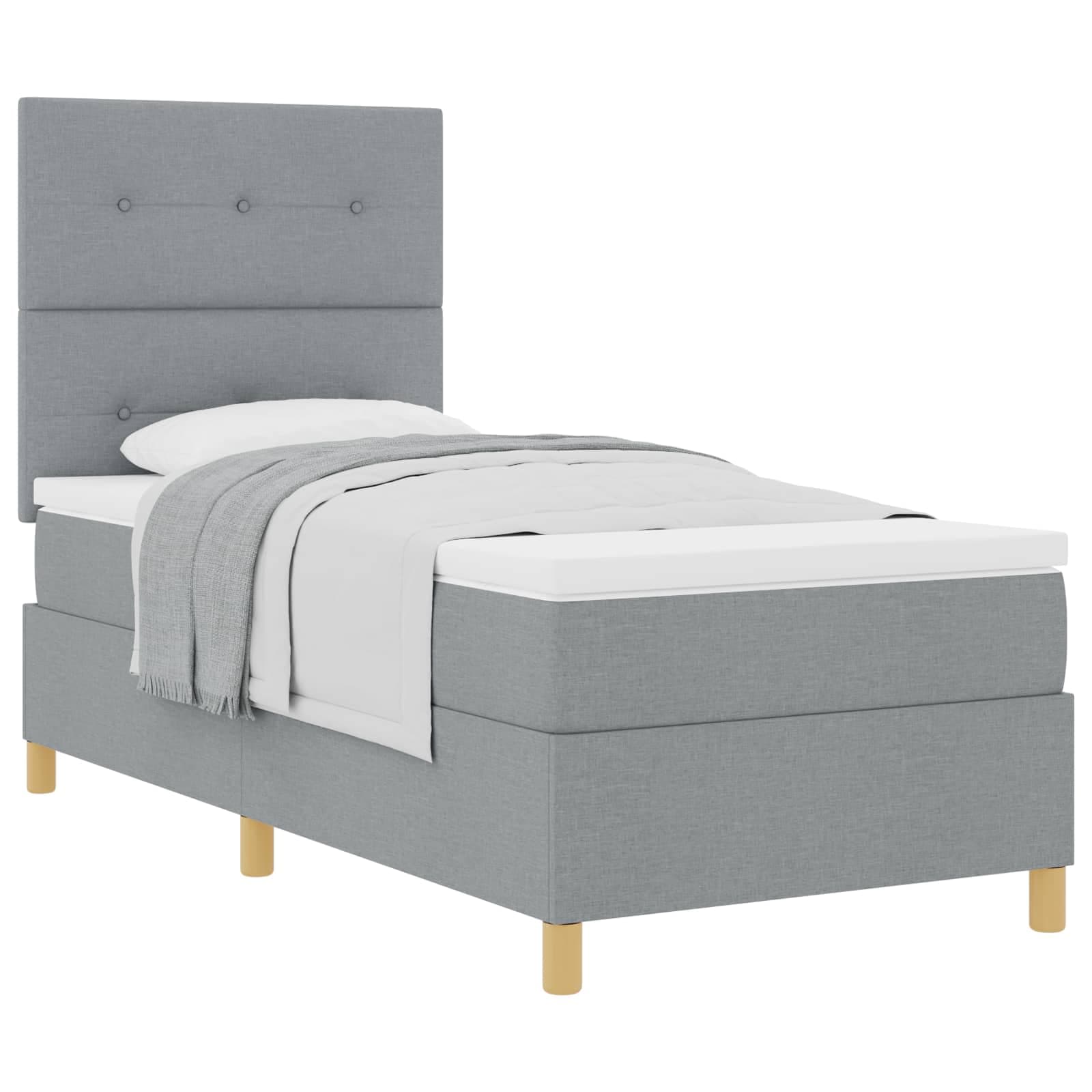 vidaXL Cama Box com colchão Cinzento-claro 80 x 200 cm tecido