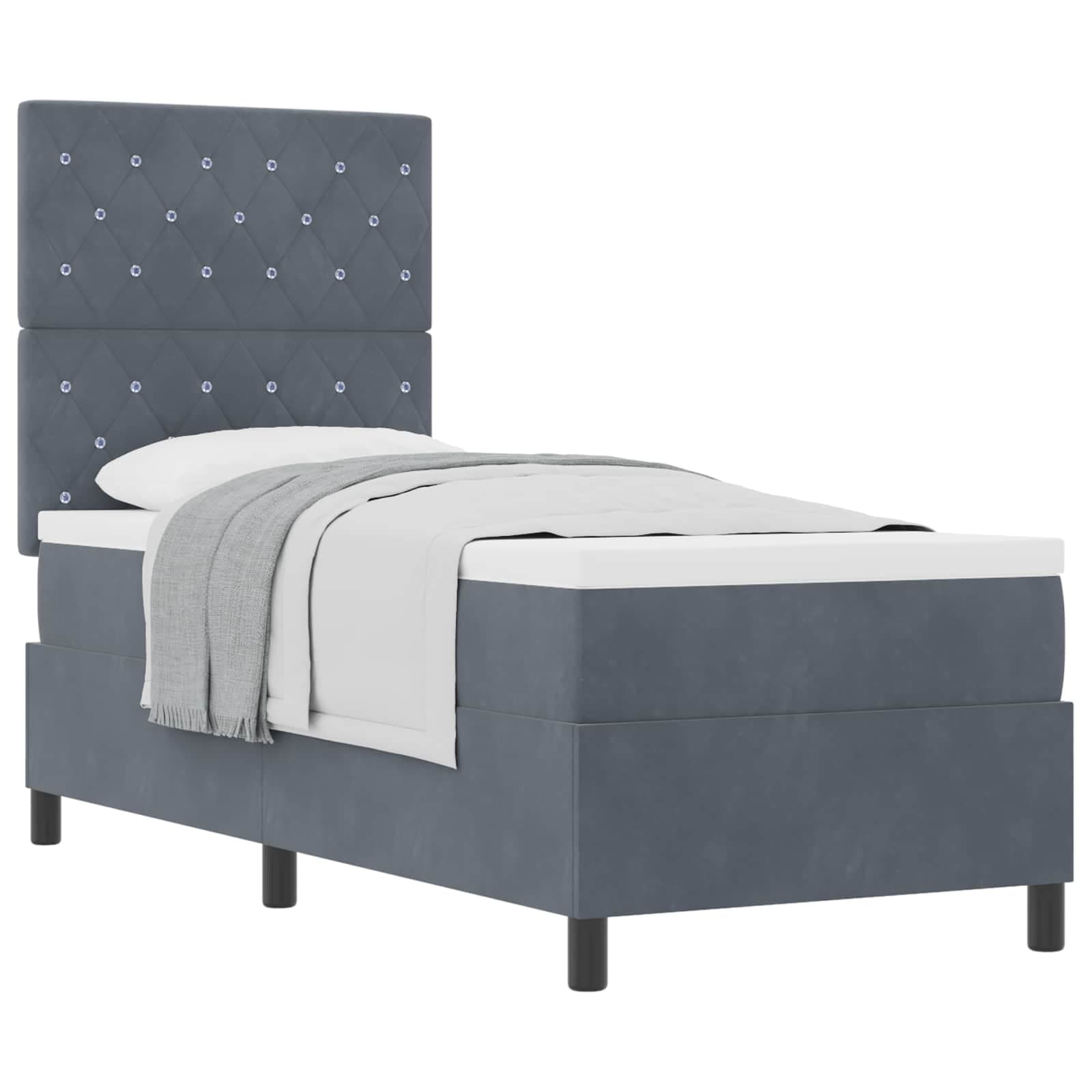 vidaXL Cama Box com colchão Cinza Escuro 80 x 200 cm Veludo