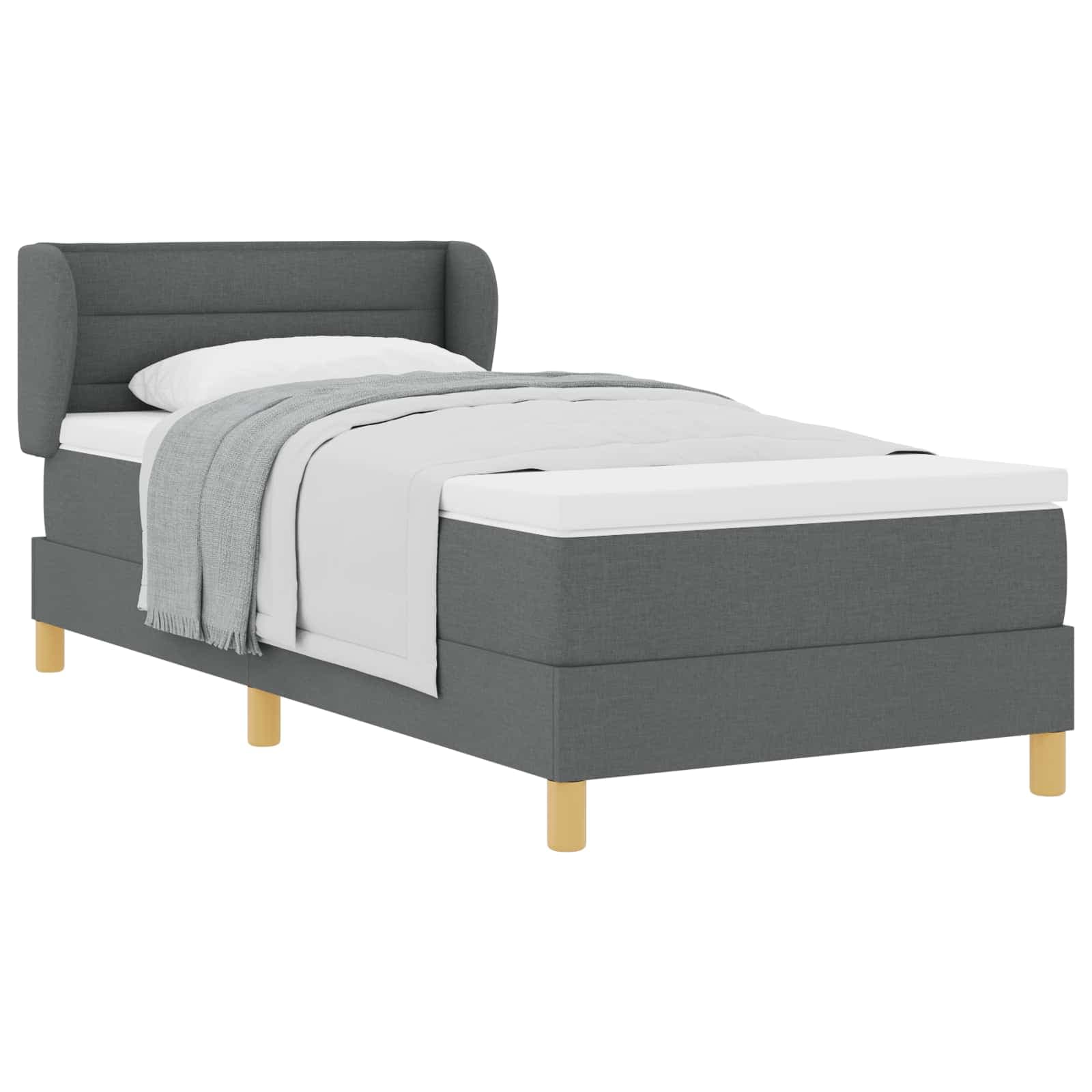 vidaXL Cama Box com colchão Cinzento escuro 90 x 190 cm tecido