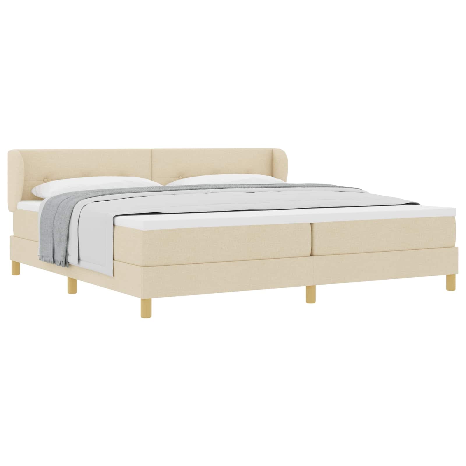 vidaXL Cama Box com colchão com cabeceira Creme 200 x 200 cm tecido