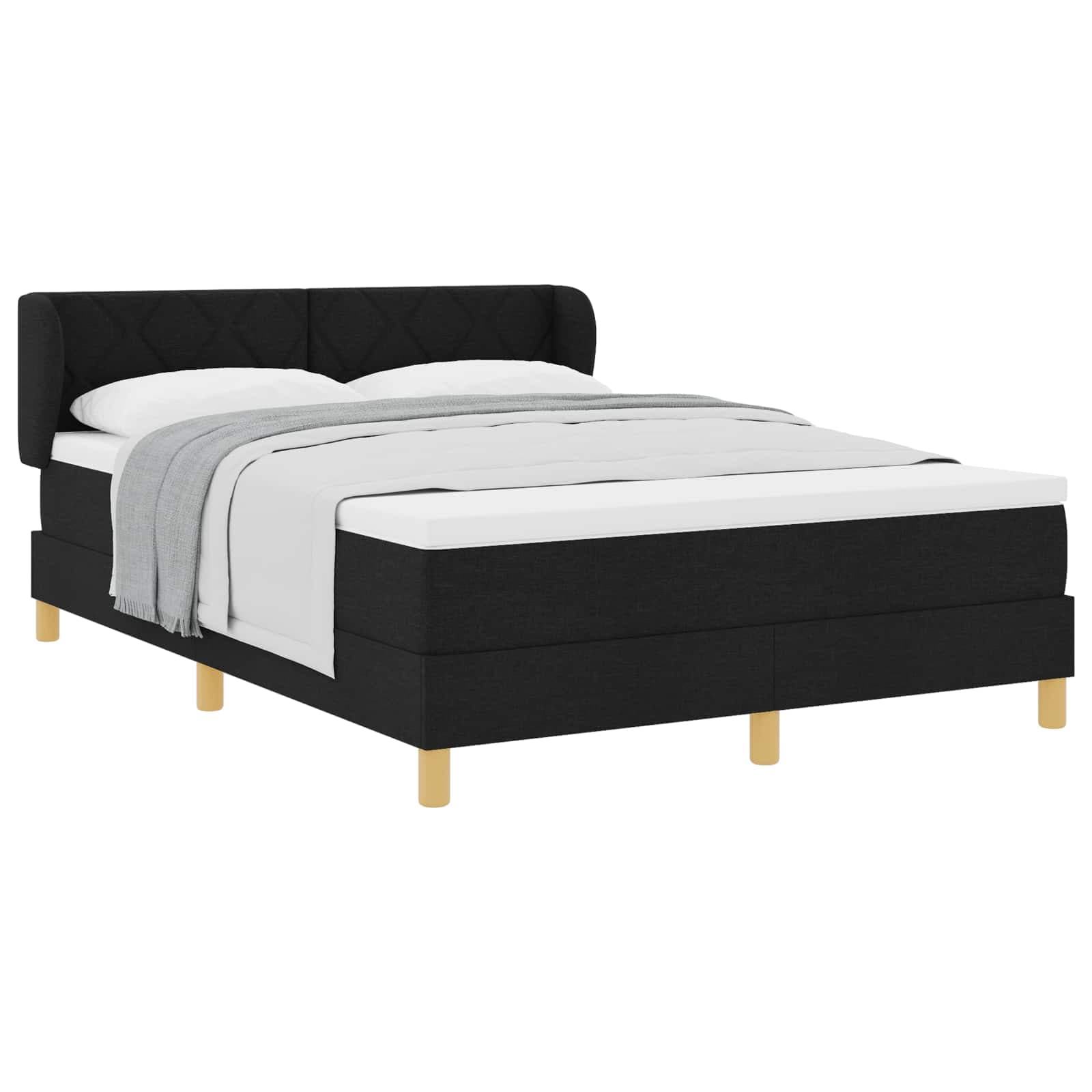 vidaXL Cama Box com colchão com cabeceira Preto 160 x 200 cm tecido