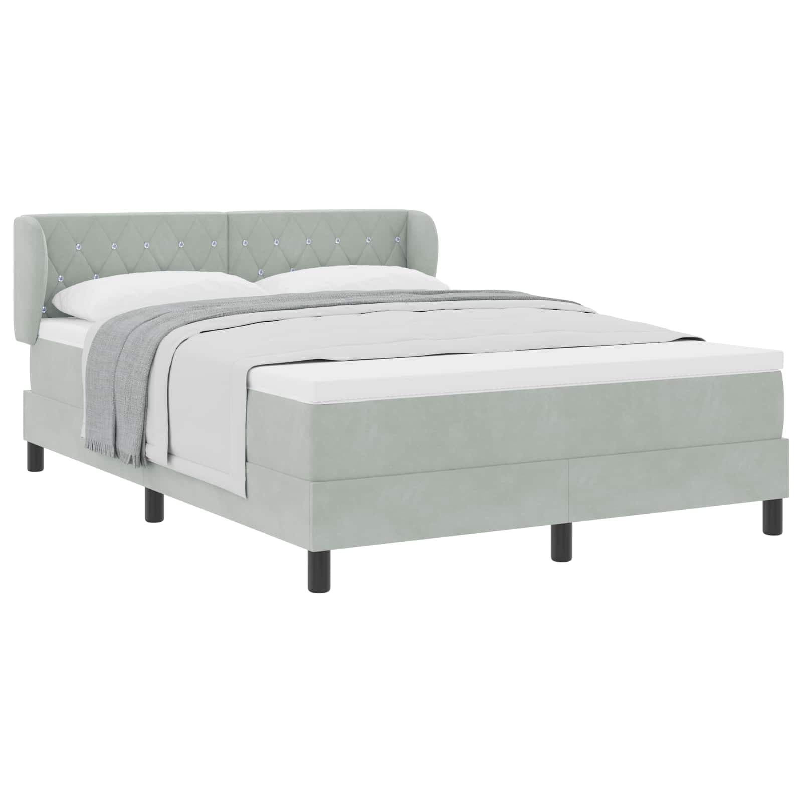 vidaXL Cama Box com cabeceira Cinzento-claro 160 x 200 cm Veludo